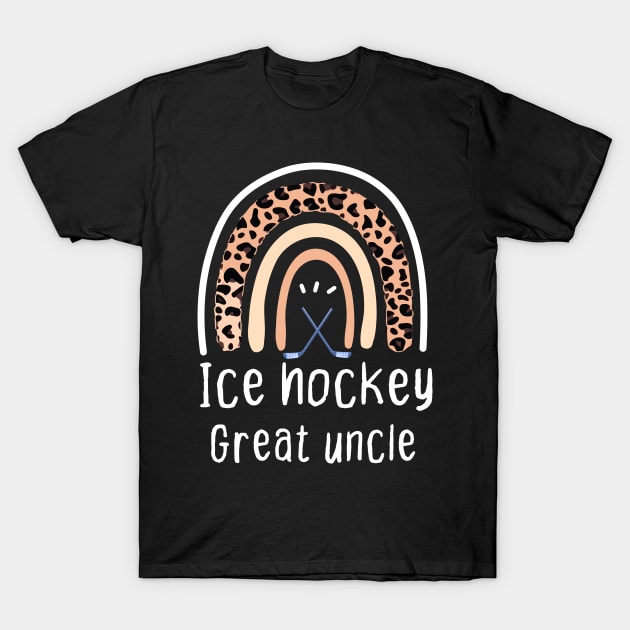 ice hockey Great uncle, ice hockey gift for Great uncle, Leopard Rainbow ice hockey gift T-Shirt by foxfieldgear